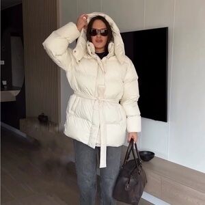 Cream Hooded Puffer Jacket